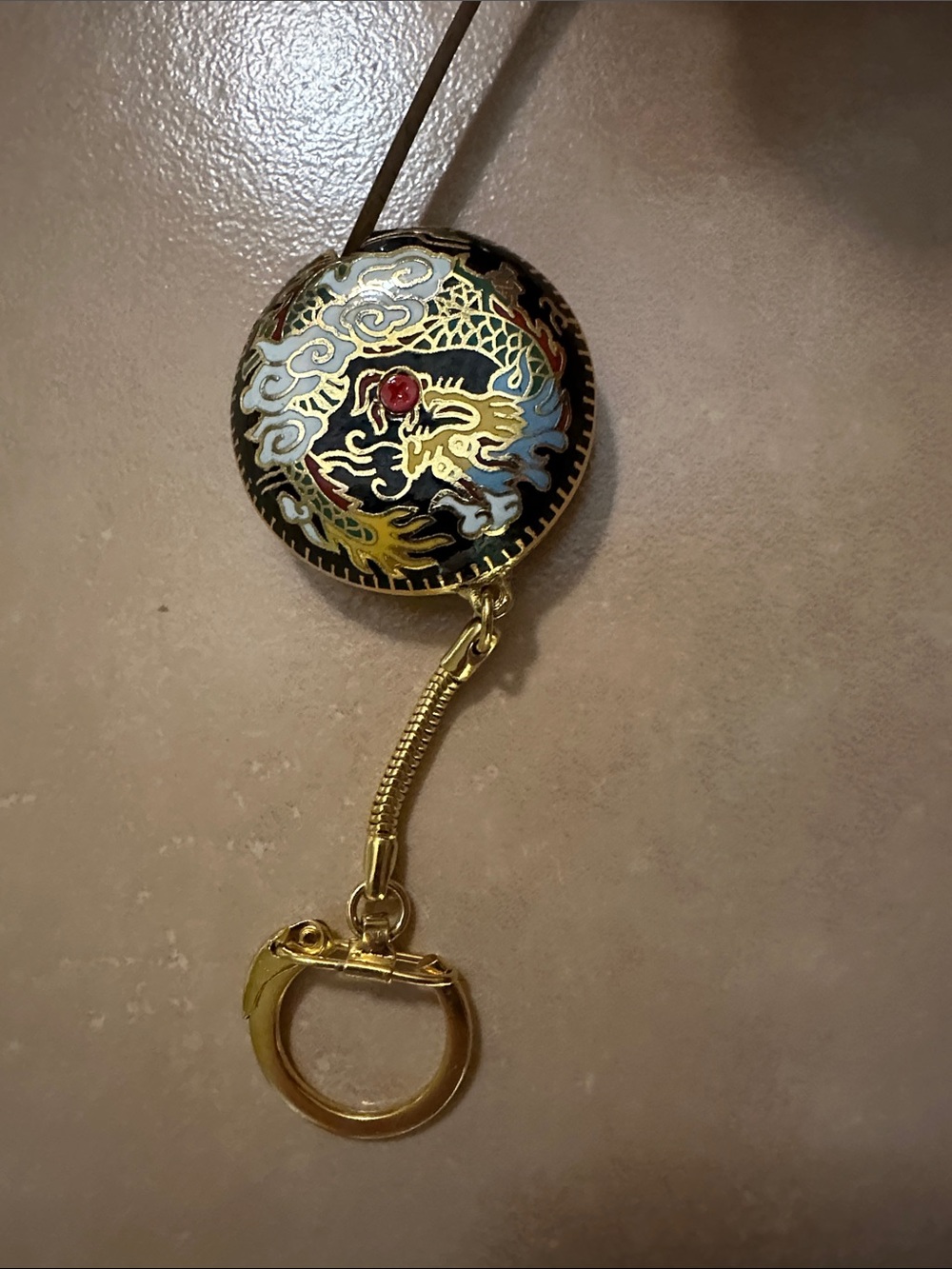 Enamel Dragon Round Measuring Tape Keychain Pendant